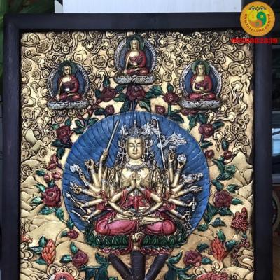 Tranh Thangka Kiểu cổ 3D Chuẩn Đề Phật Mẫu B